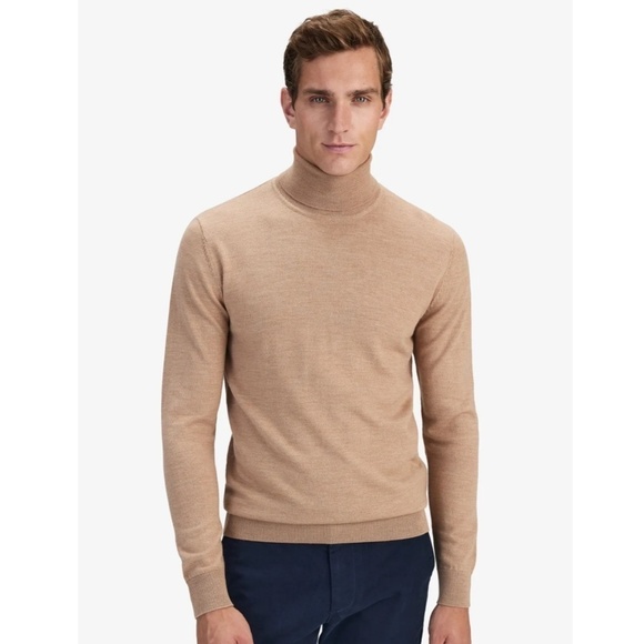 Banana Republic Men’s Knit Sweater Turtleneck Camel Tan 100% Merino Wool Sz XL - Picture 1 of 9